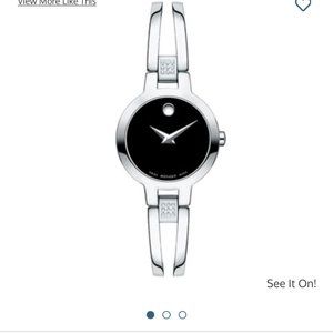 Ladies Movado Amorosa 1/15 CT. T. W. Diamond Bangle watch with Black Dial